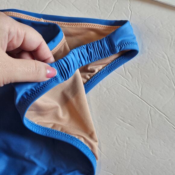 J Crew Scrunchie-Strap Full-Coverage Bikini Bottom Blue Womens X-Large Swim Pool - Picture 3 of 6